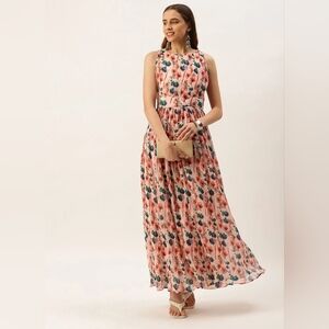 NWT Flowy Pleated Georgette Maxi Dress